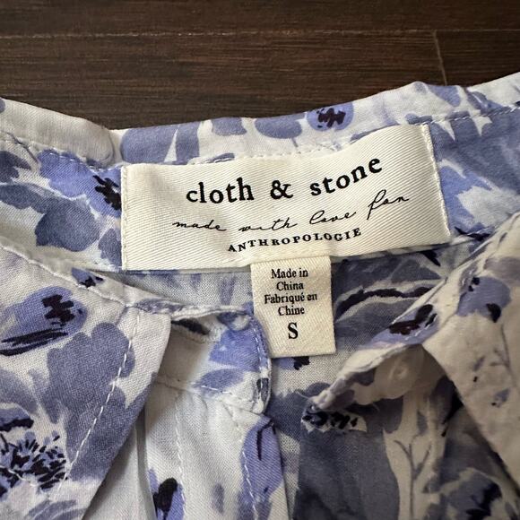 Cloth & Stone Anthropologie white & purple floral button down top size S - Picture 7 of 12